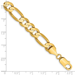 14K 9 inch 8.75mm Concave Open Figaro with Lobster Clasp Chain - 9