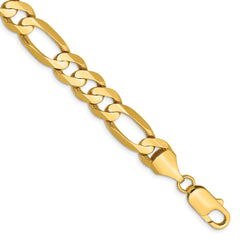14K 9 inch 8.75mm Concave Open Figaro with Lobster Clasp Chain