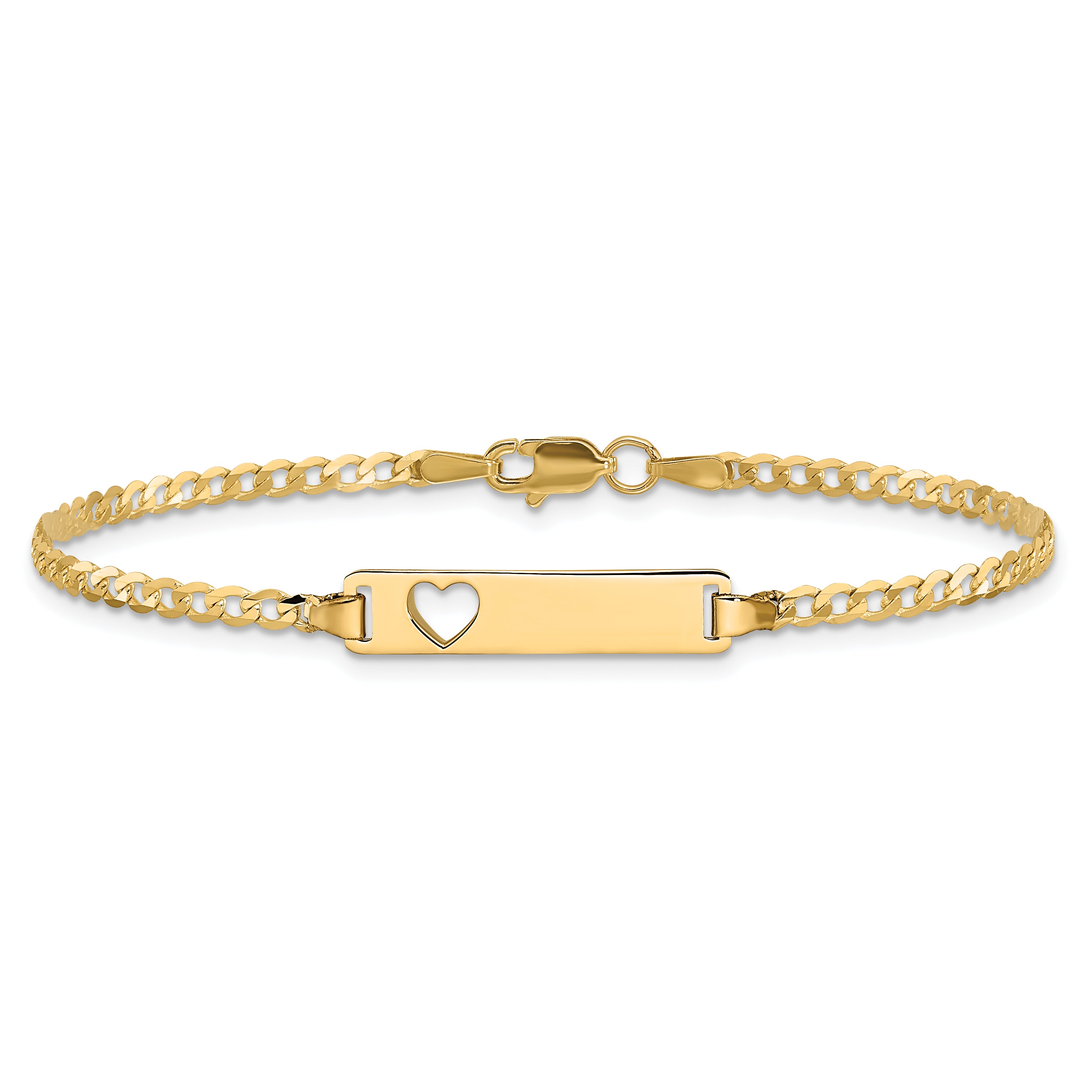 14k Cut-out Heart Curb Link ID Bracelet