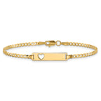 14k Cut-out Heart Curb Link ID Bracelet