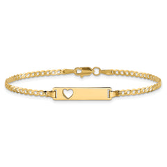 14k Cut-out Heart Curb Link ID Bracelet