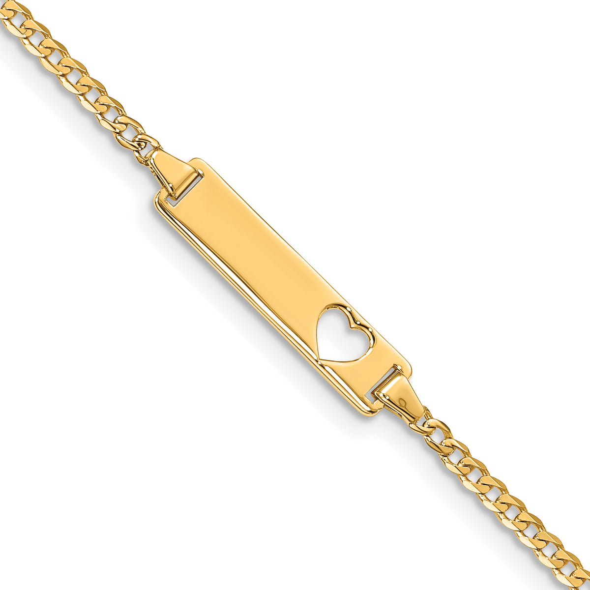 14k Cut-out Heart Curb Link ID Bracelet