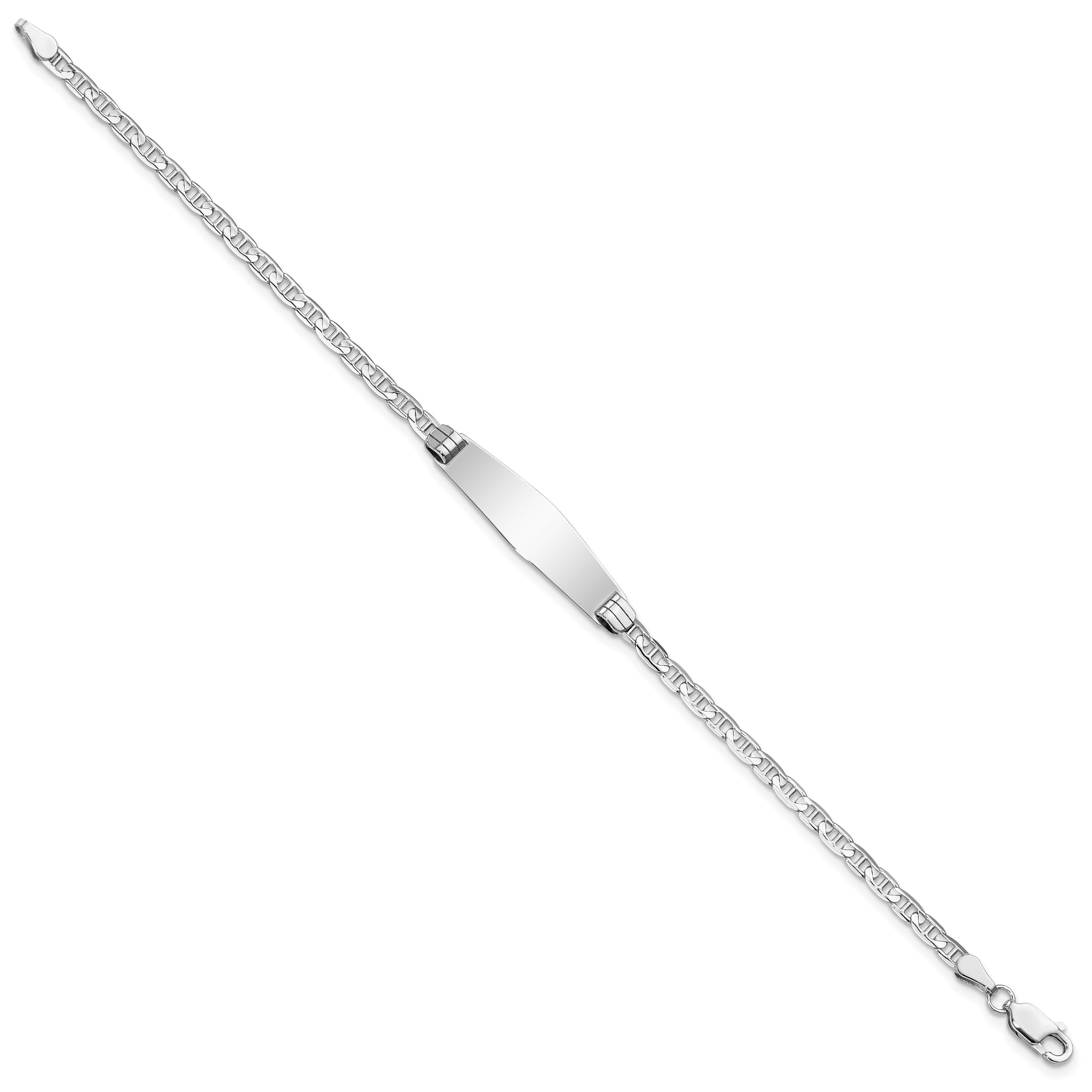 14K WG Soft Diamond Shape Anchor Link ID Bracelet