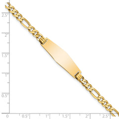 14k Soft Diamond Shape Flat Figaro Link ID Bracelet