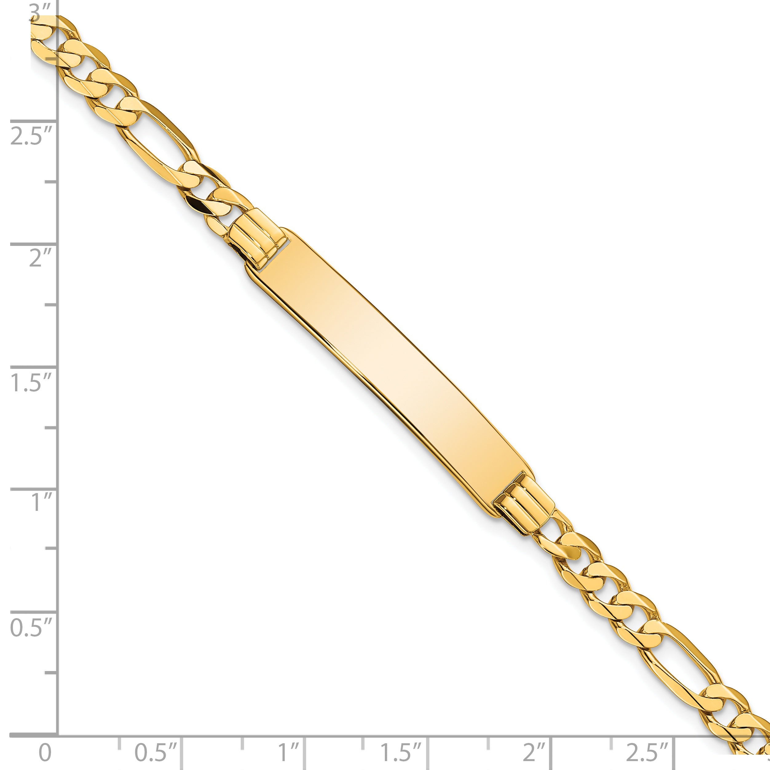 14k Flat Figaro Link ID Bracelet
