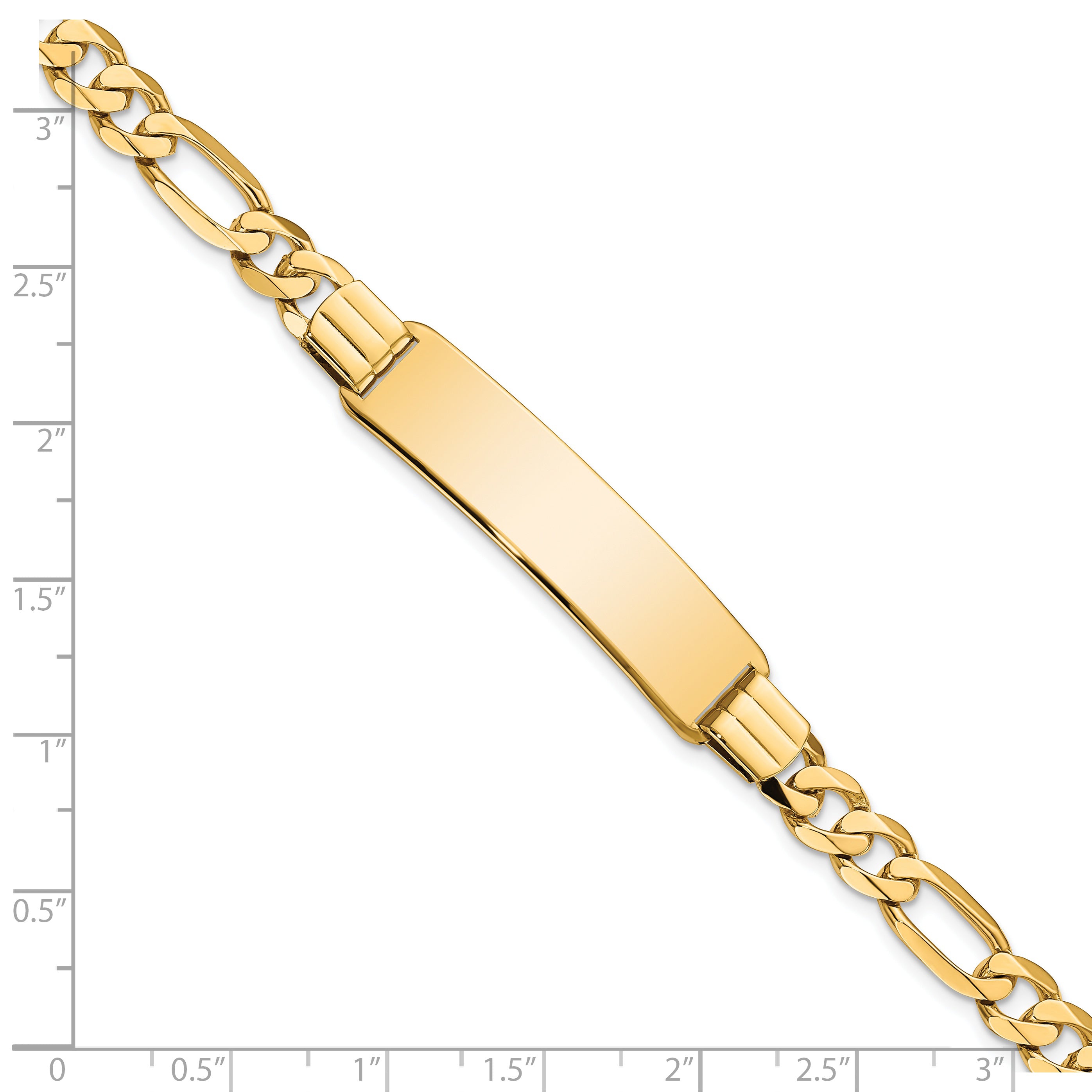 14k Flat Figaro Link ID Bracelet
