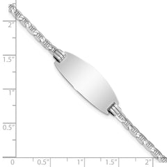 14k White Gold Oval Anchor ID Bracelet