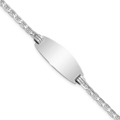 14k White Gold Oval Anchor ID Bracelet