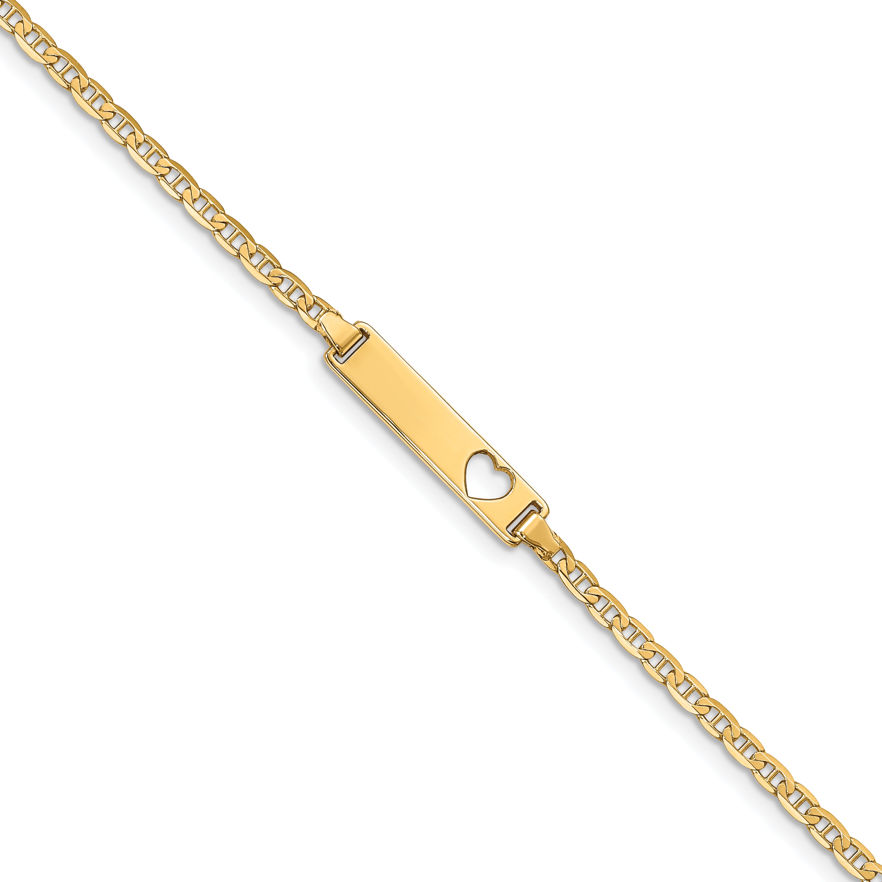 14K Anchor Link ID, Plate with Cut-out Heart Bracelet Main image