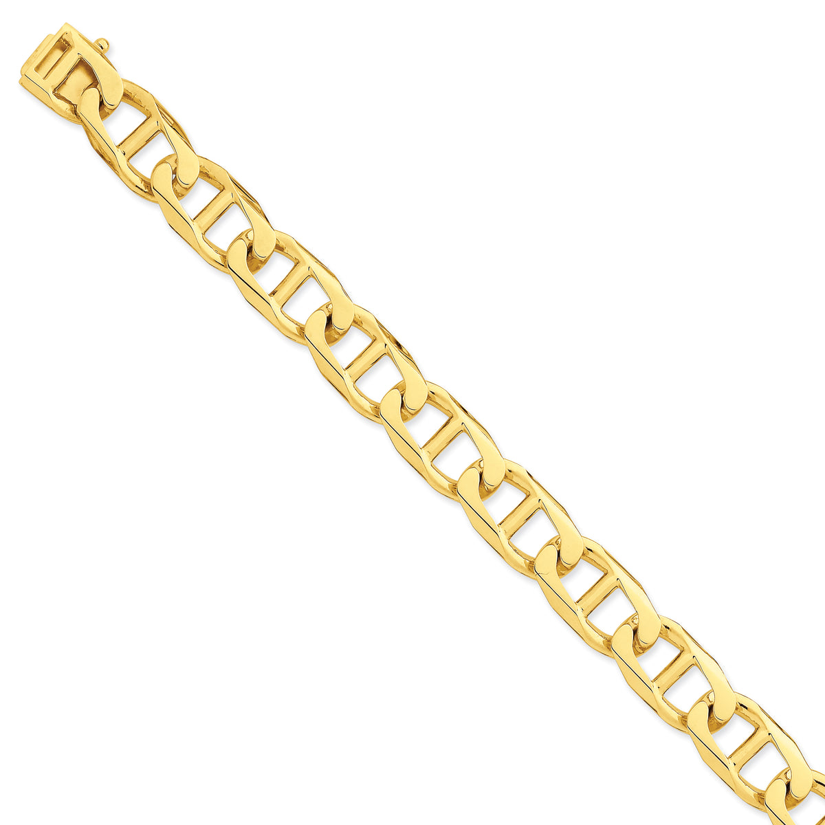 14K 12.5mm Hand-polished Anchor Link Bracelet