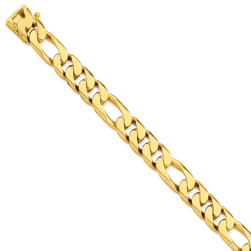 14K 10mm Hand-Polished Figaro Link Bracelet