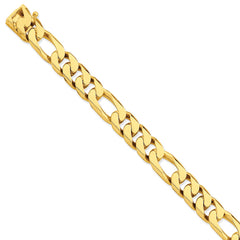 14K 10mm Hand-Polished Figaro Link Bracelet