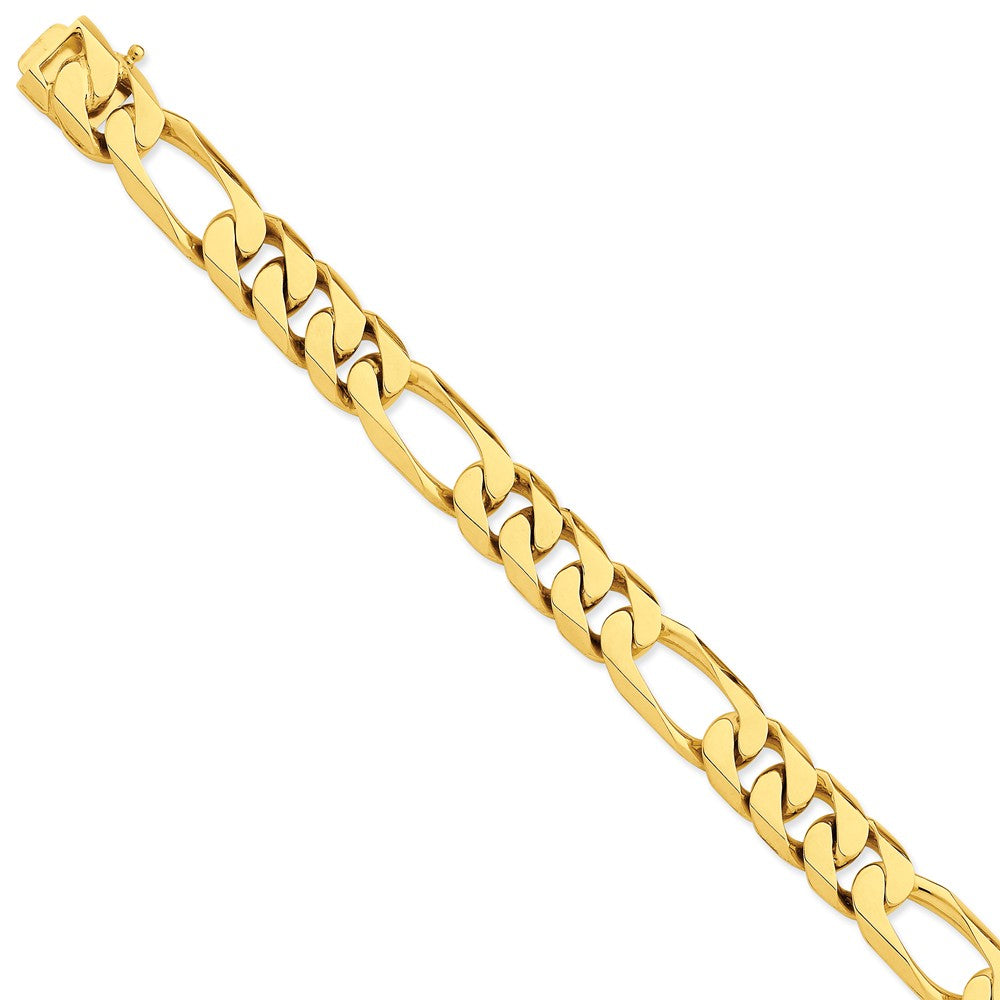 14K Yellow Gold 13mm Hand-polished Figaro Link Chain