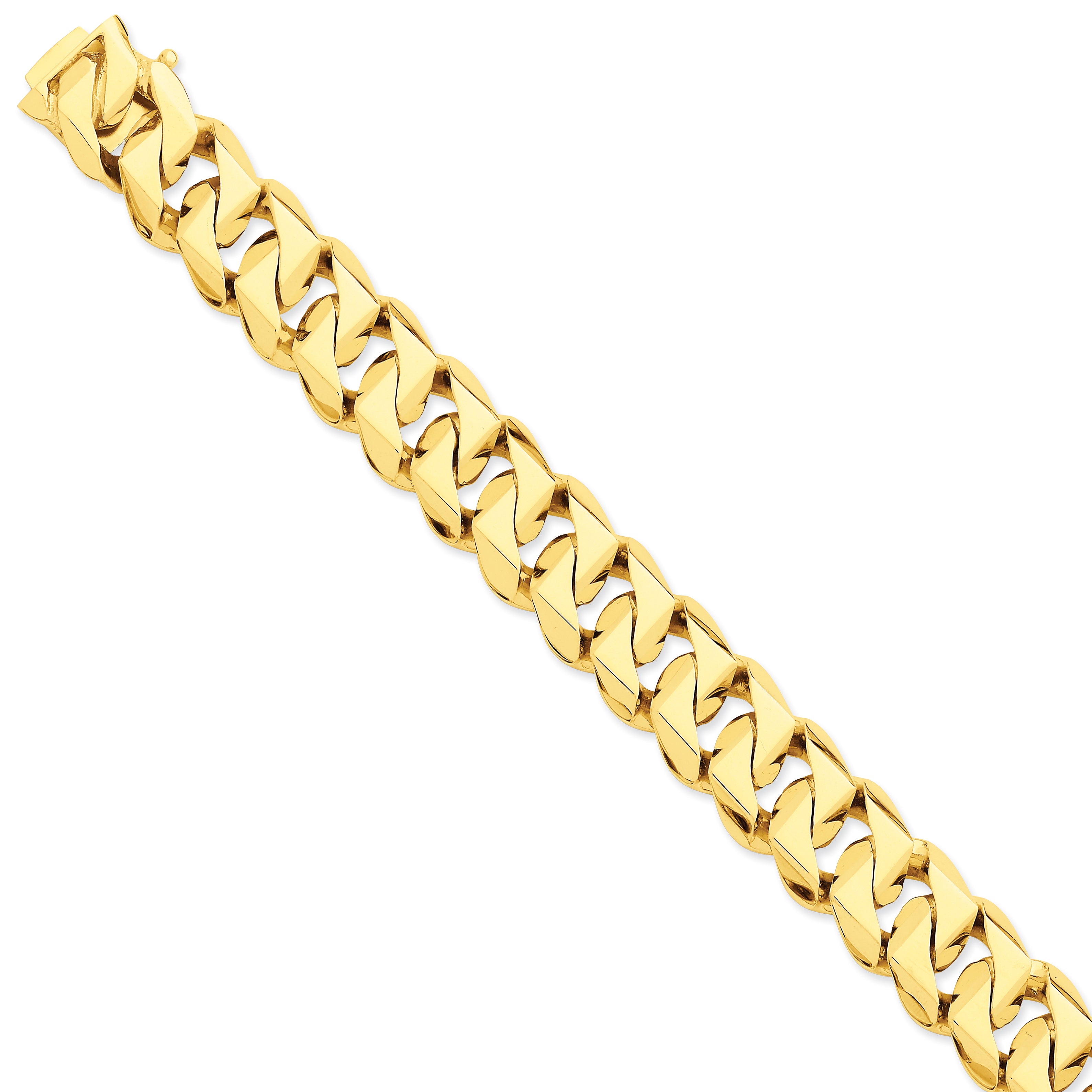 14K 15mm Hand-polished Traditional Link Bracelet