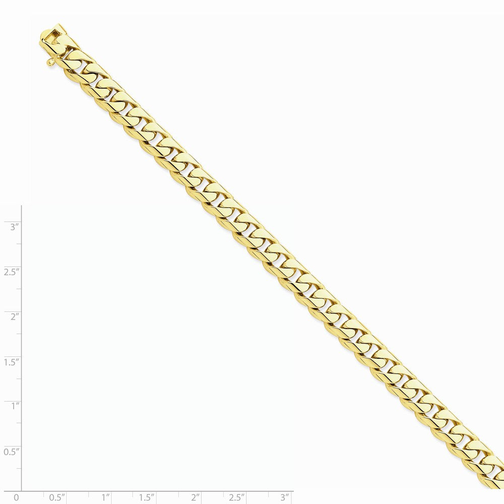 14K Yellow Gold 8.3mm Hand-polished Rounded Curb Link Chain