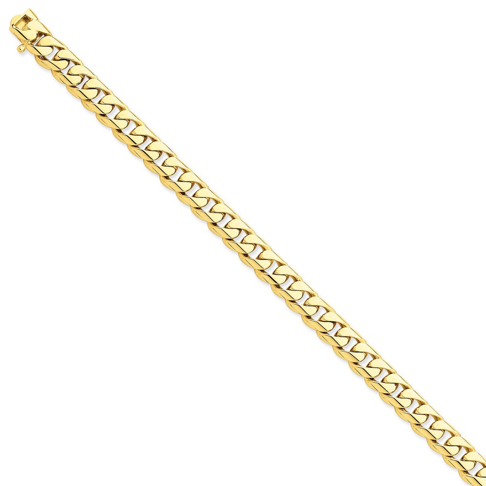 14K Yellow Gold 8.3mm Hand-polished Rounded Curb Link Chain