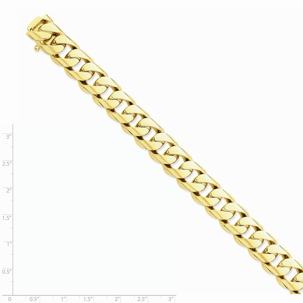 14K Yellow Gold 13.4mm Hand-polished Rounded Curb Link Chain