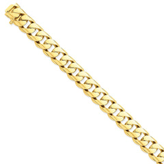 14K Yellow Gold 13.4mm Hand-polished Rounded Curb Link Chain