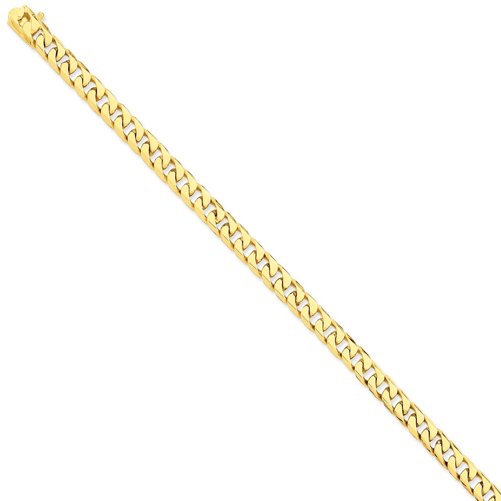 14K Yellow Gold Flat Beveled Curb Necklace 22" Hand-Polished Solid Design