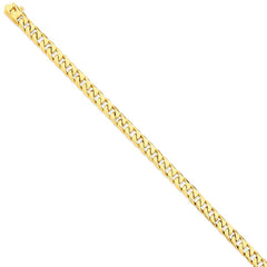 14K Yellow Gold 6.8mm Hand-polished Flat Beveled Curb Link Chain