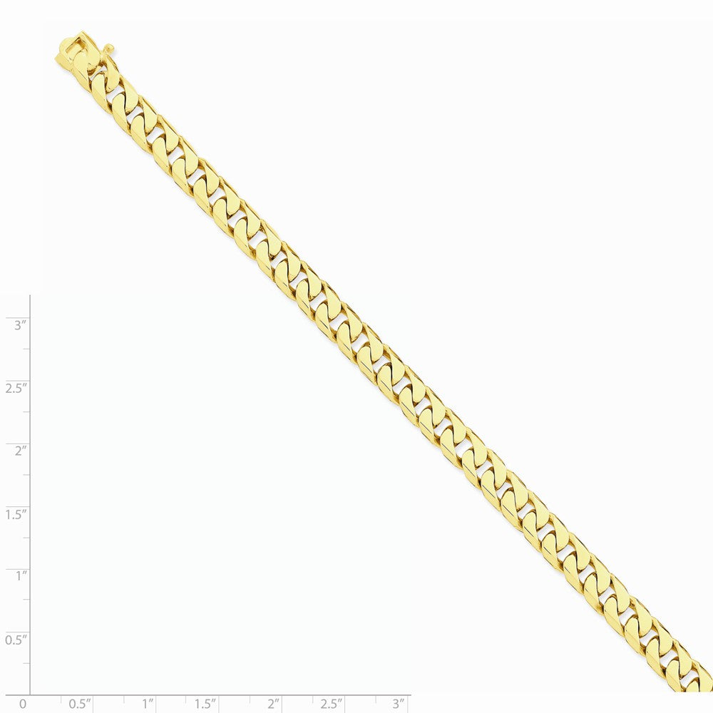 14K Yellow Gold 7.5mm Hand-polished Flat Beveled Curb Chain