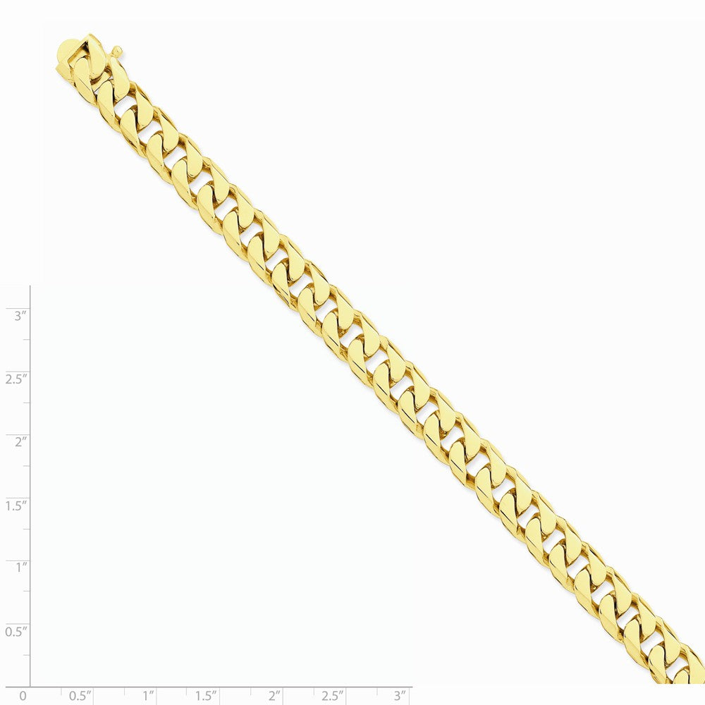 14K Yellow Gold 9.7mm Hand-polished Flat Beveled Curb Chain
