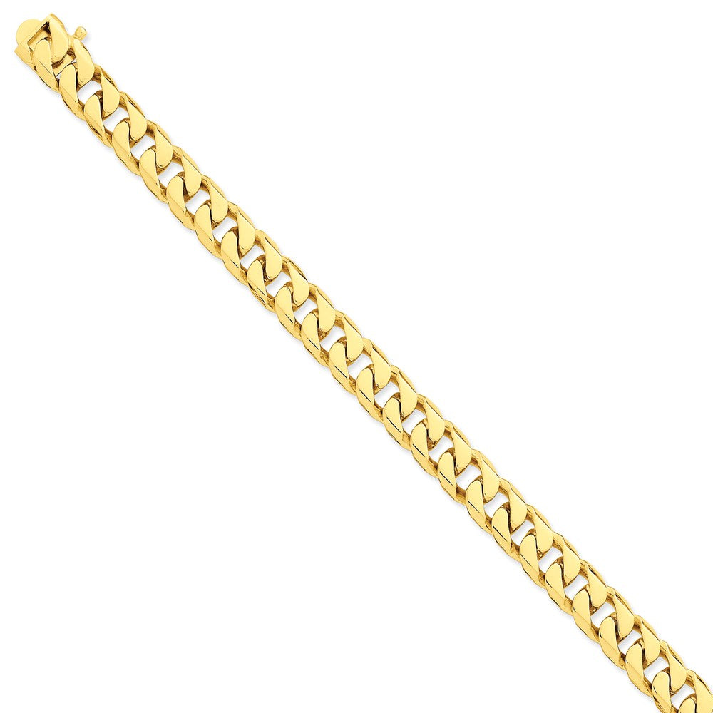 14K Yellow Gold 9.7mm Hand-polished Flat Beveled Curb Chain