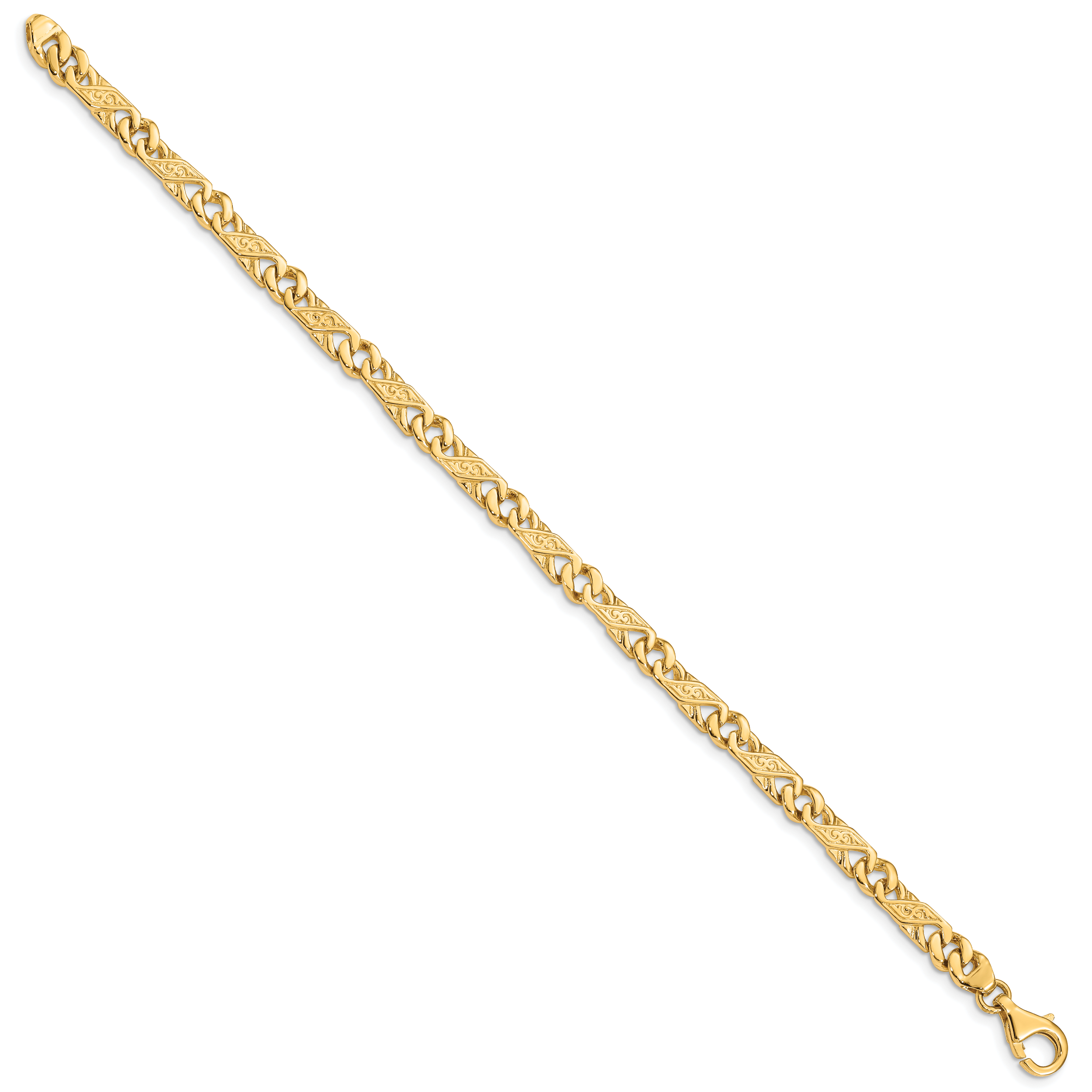14K 8 inch 5.5mm Hand Polished Fancy Link with Fancy Lobster Clasp Bracelet Secondary image
