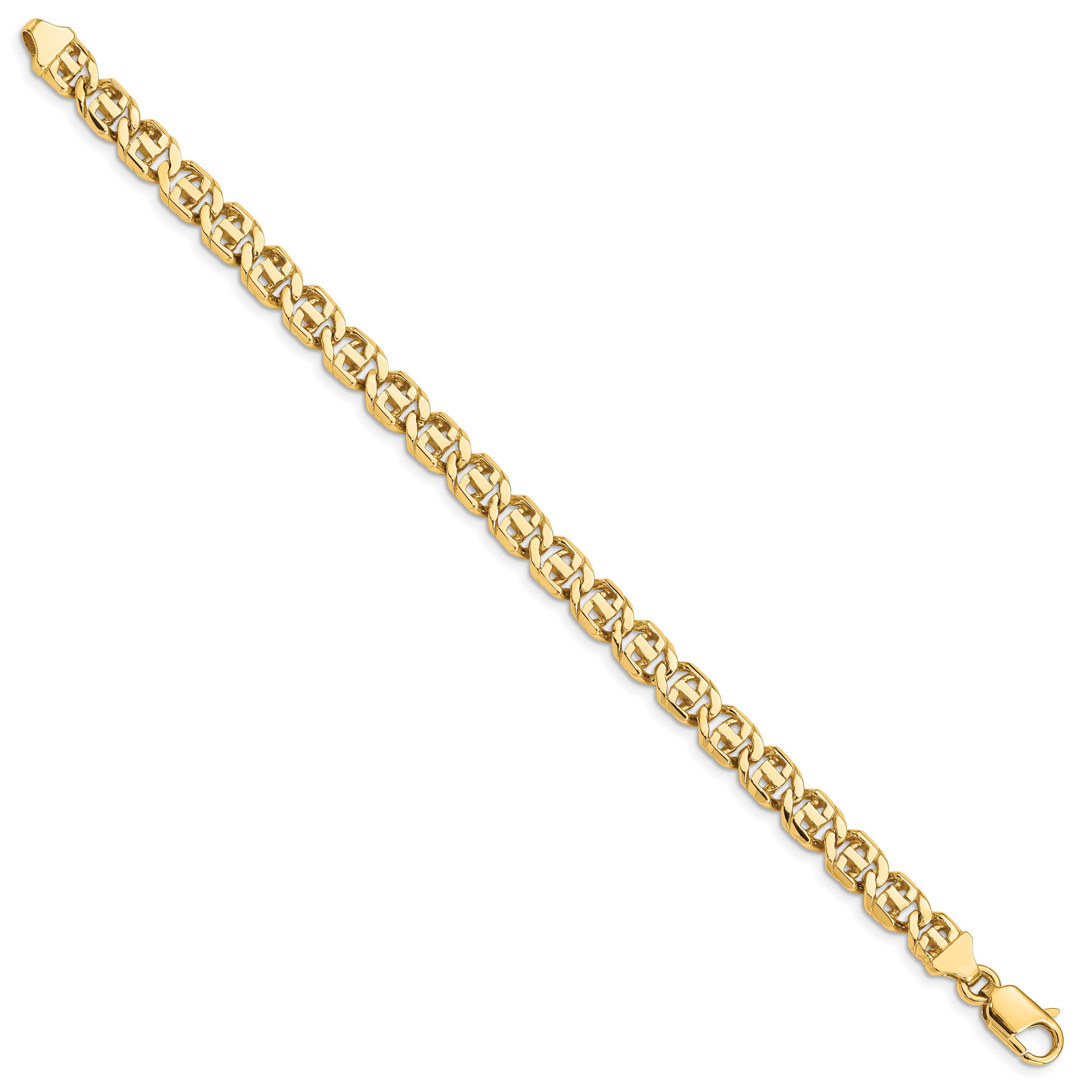 14K 7 inch 6.75mm Hand Polished Fancy Link with Lobster Clasp Bracelet Secondary image