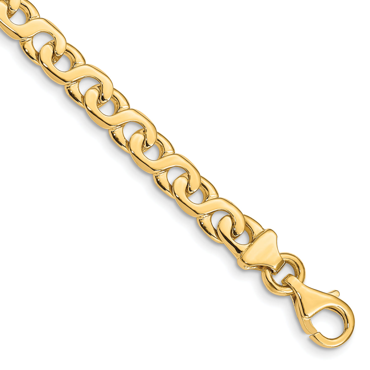 14K 8 inch 6.2mm Hand Polished Fancy Link with Fancy Lobster Clasp Bracelet