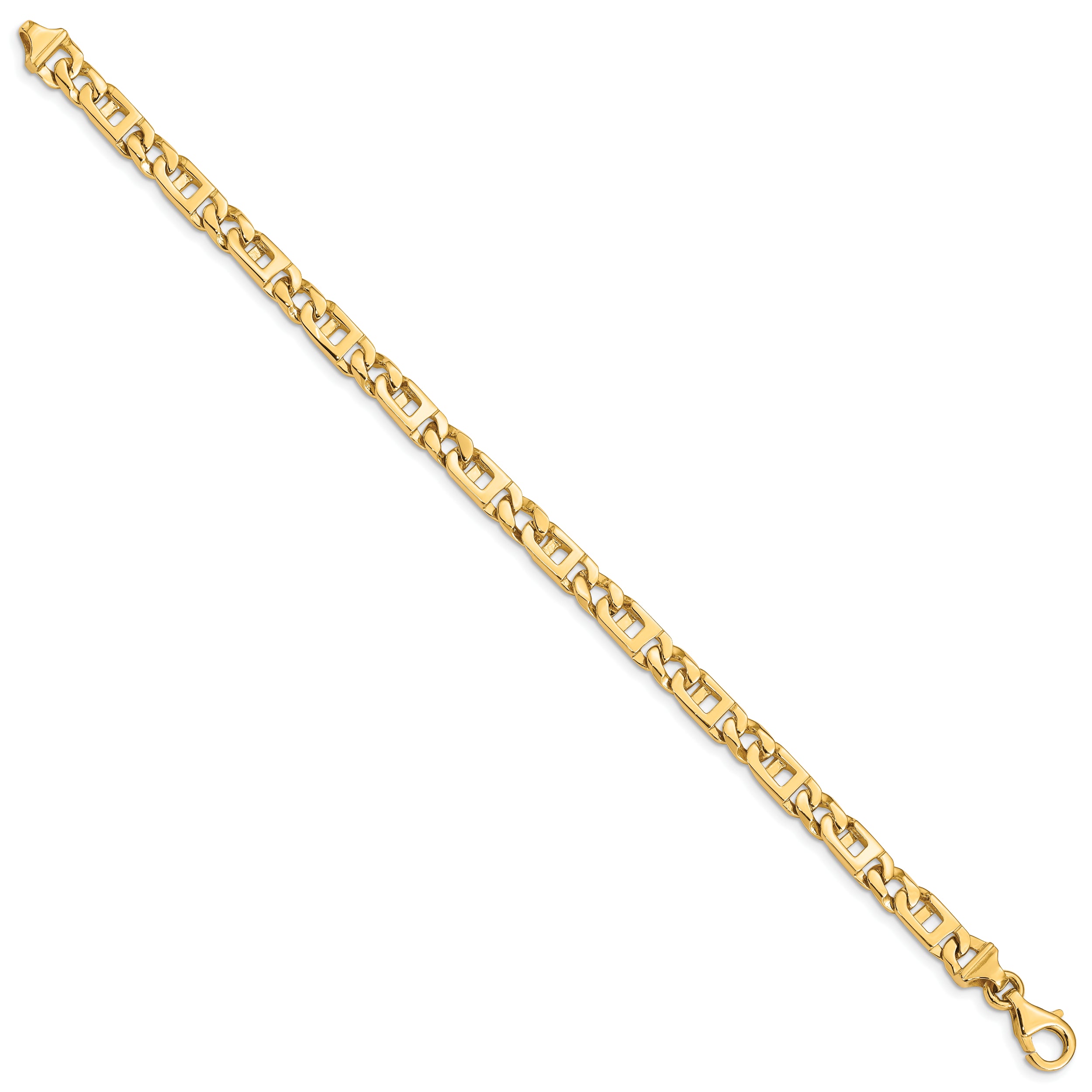 14K 8 inch 5.9mm Hand Polished Fancy Link with Fancy Lobster Clasp Bracelet