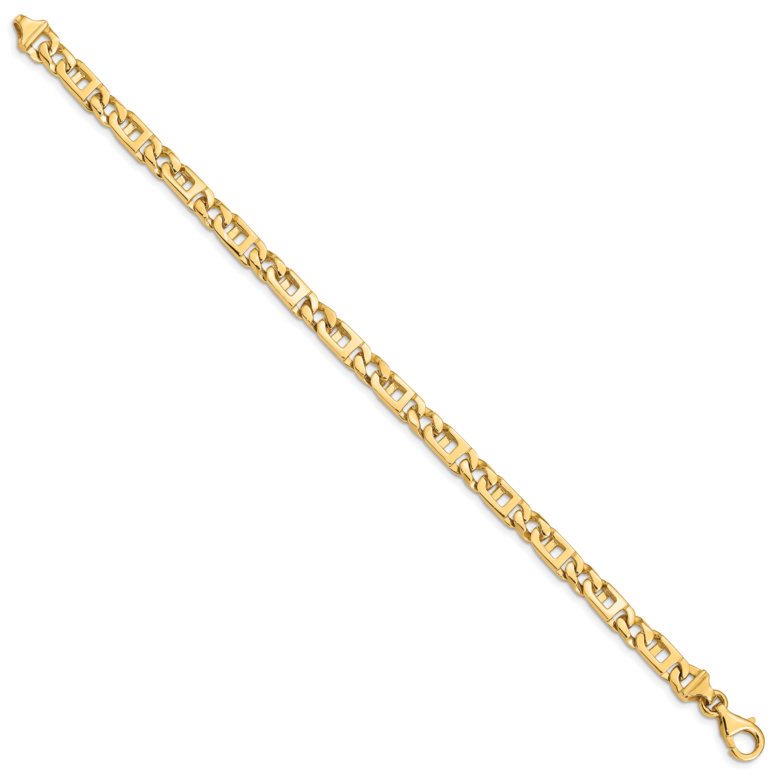 14K 8 inch 5.9mm Hand Polished Fancy Link with Fancy Lobster Clasp Bracelet Secondary image