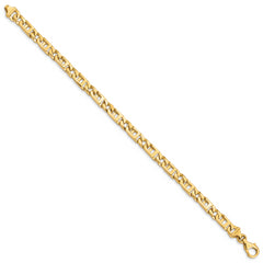 14K 8 inch 5.9mm Hand Polished Fancy Link with Fancy Lobster Clasp Bracelet