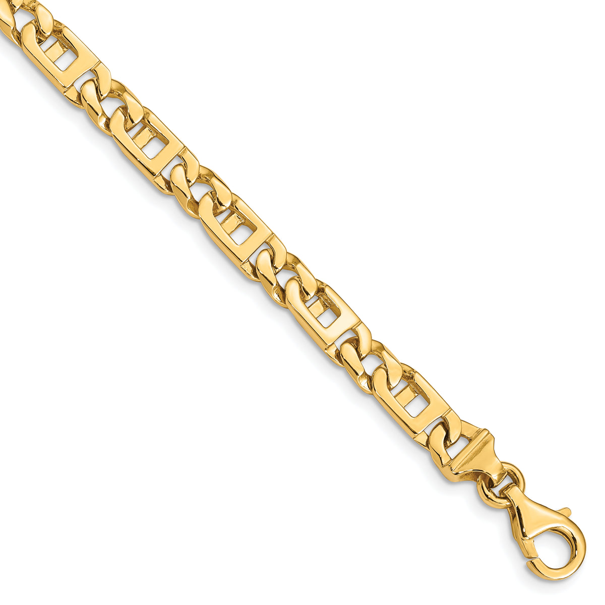 14K 8 inch 5.9mm Hand Polished Fancy Link with Fancy Lobster Clasp Bracelet