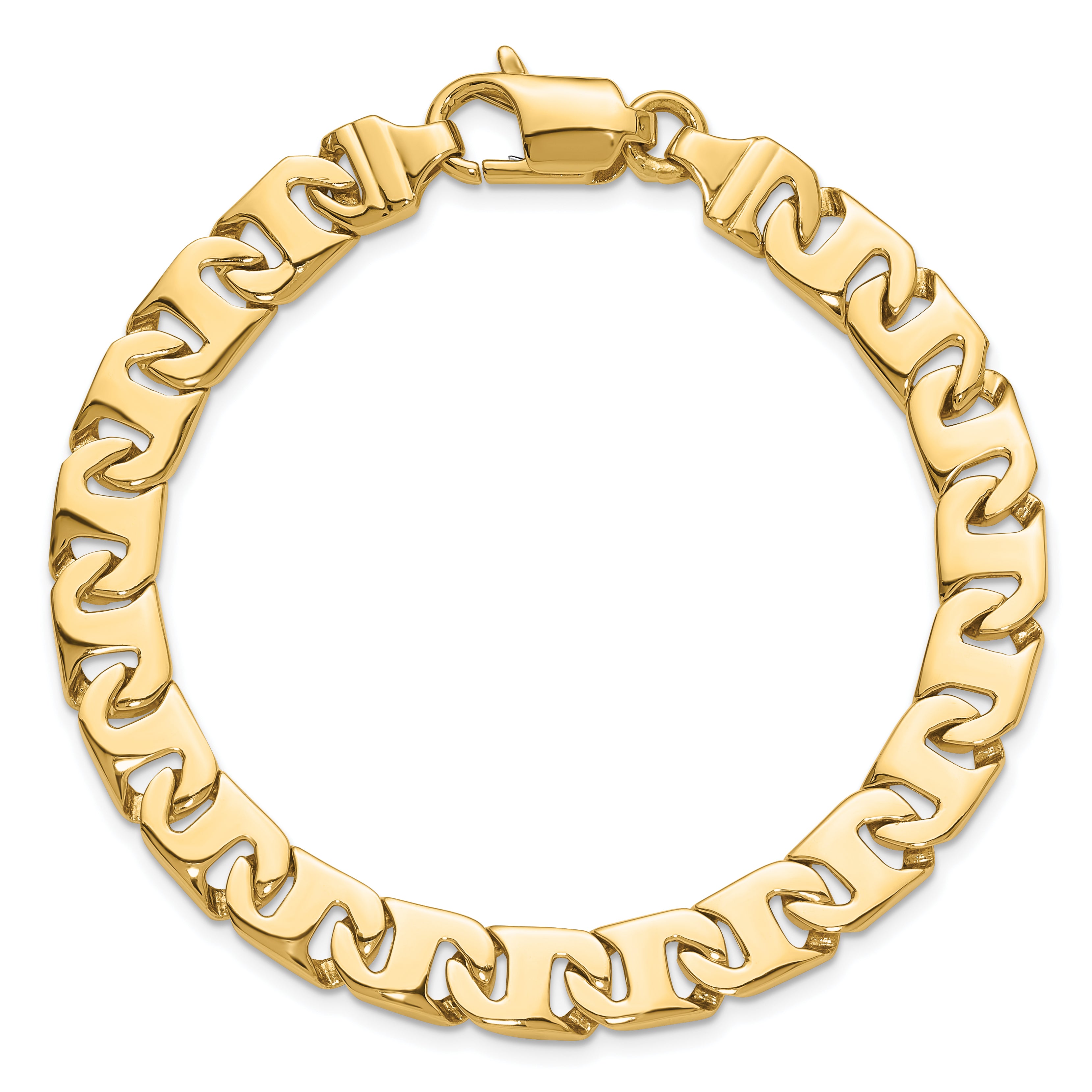 14K 8 inch 8.4mm Hand Polished Fancy Link with Fancy Lobster Clasp Bracelet