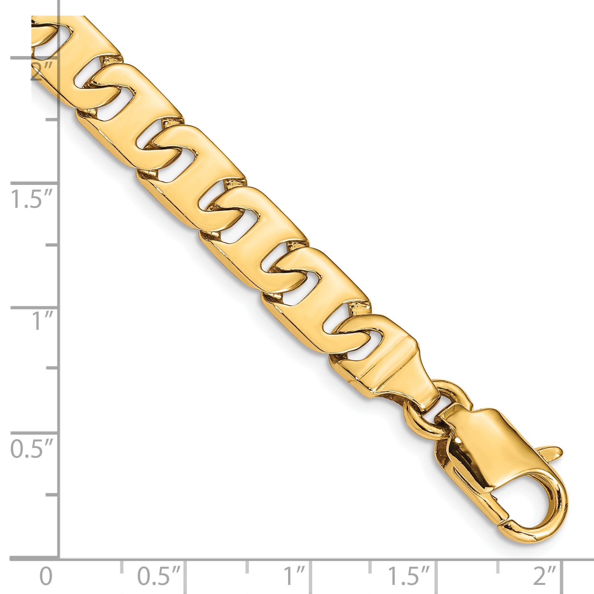 14K 8 inch 8.4mm Hand Polished Fancy Link with Fancy Lobster Clasp Bracelet - 8