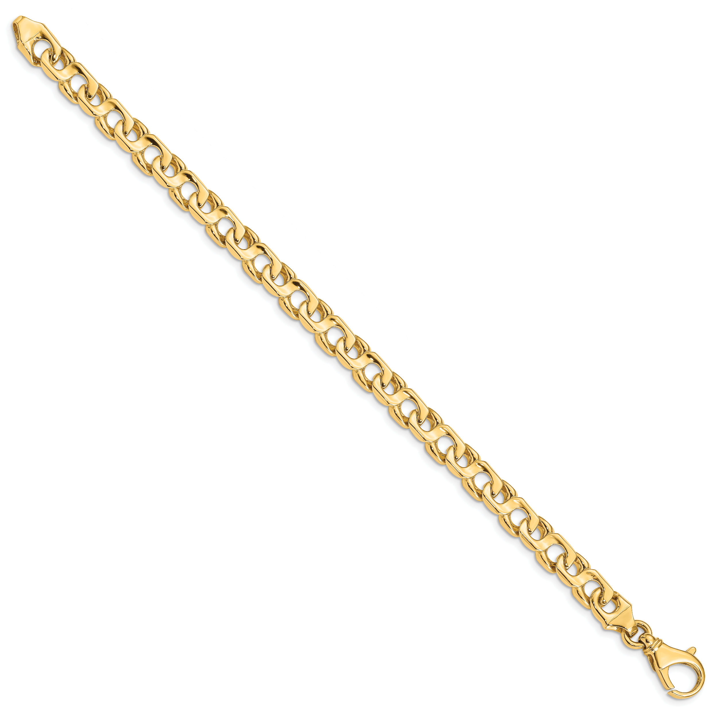 14K 8 inch 7.4mm Hand Polished Fancy Link with Fancy Lobster Clasp Bracelet Secondary image
