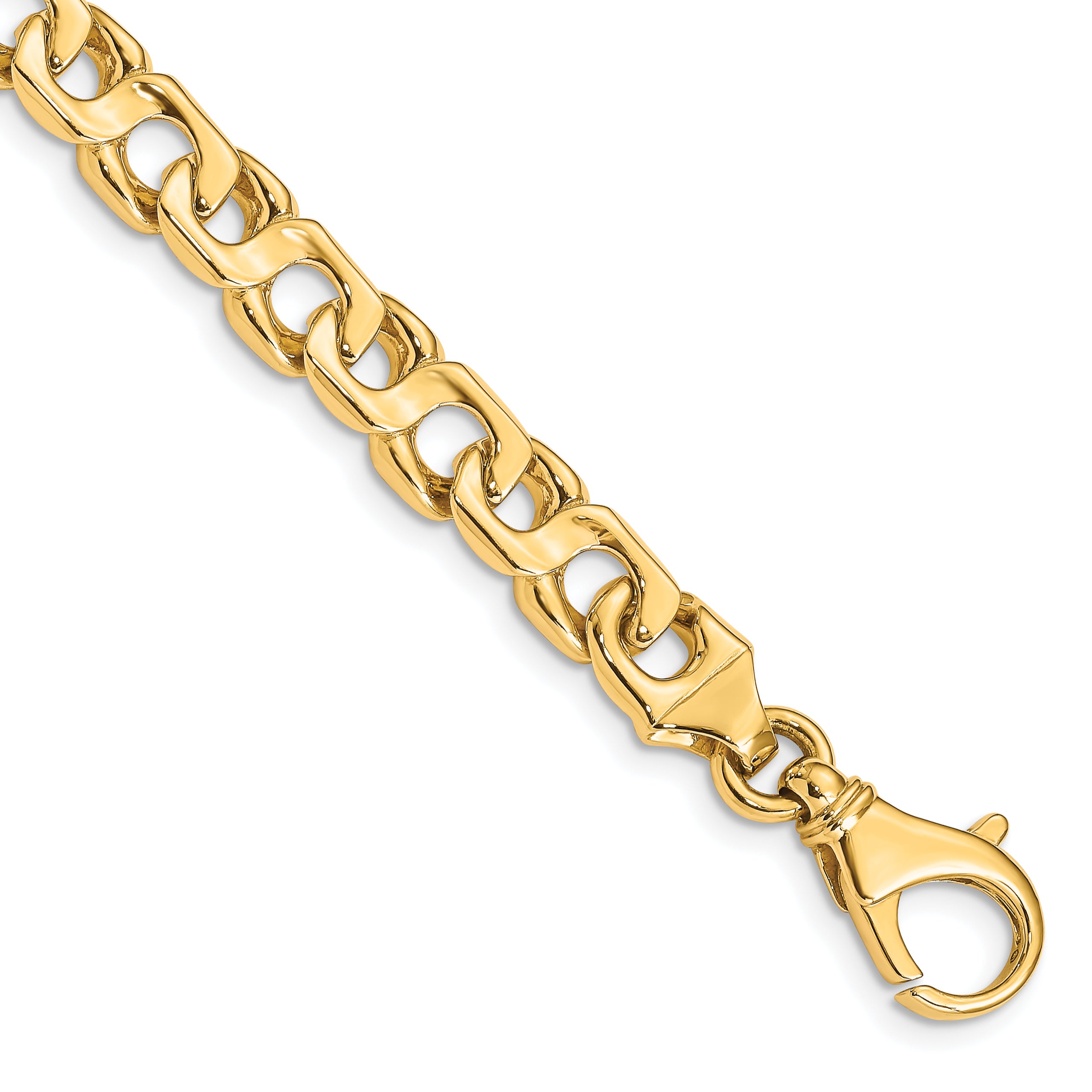 14K 24 inch 7.4mm Hand Polished Fancy Link with Fancy Lobster Clasp Chain Main image