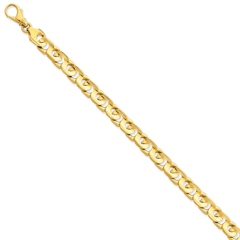 14K Yellow Gold 7.4mm Hand-polished Fancy Link Chain