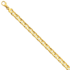 14K Yellow Gold 7.4mm Hand-polished Fancy Link Chain