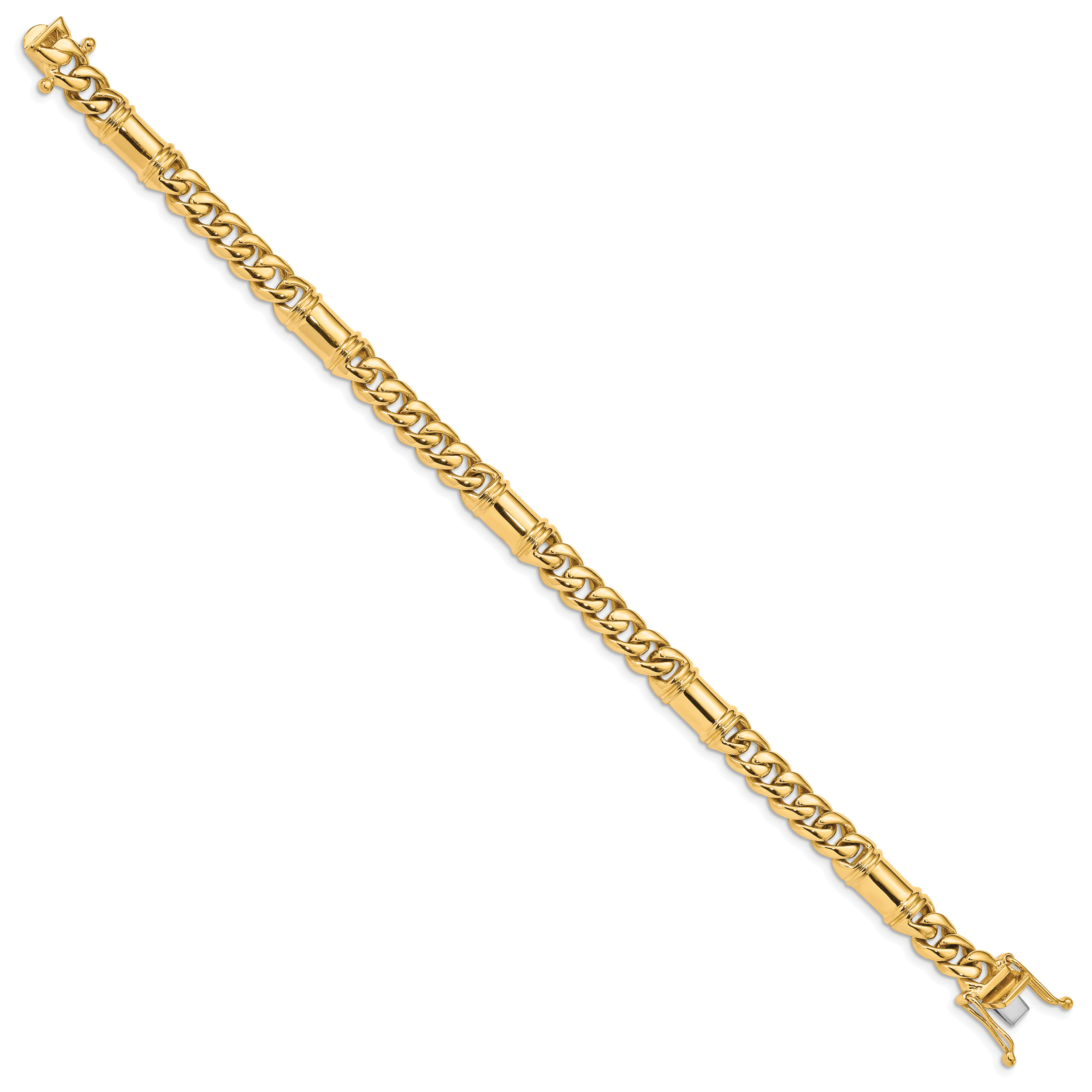 14K 8 inch 7.5mm Hand Polished Fancy Link with Box Catch Clasp Bracelet Secondary image