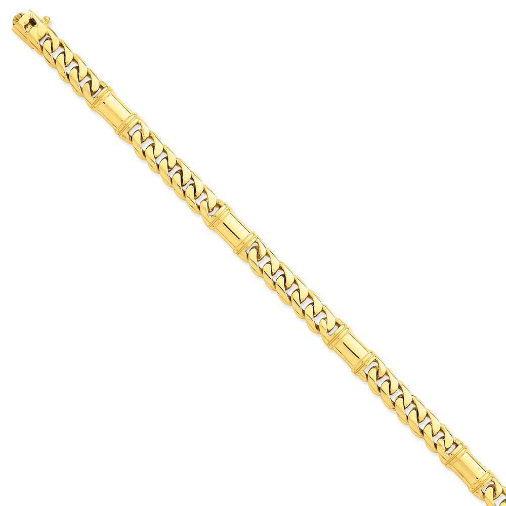14K Yellow Gold 7.5mm Hand-polished Fancy Link Chain