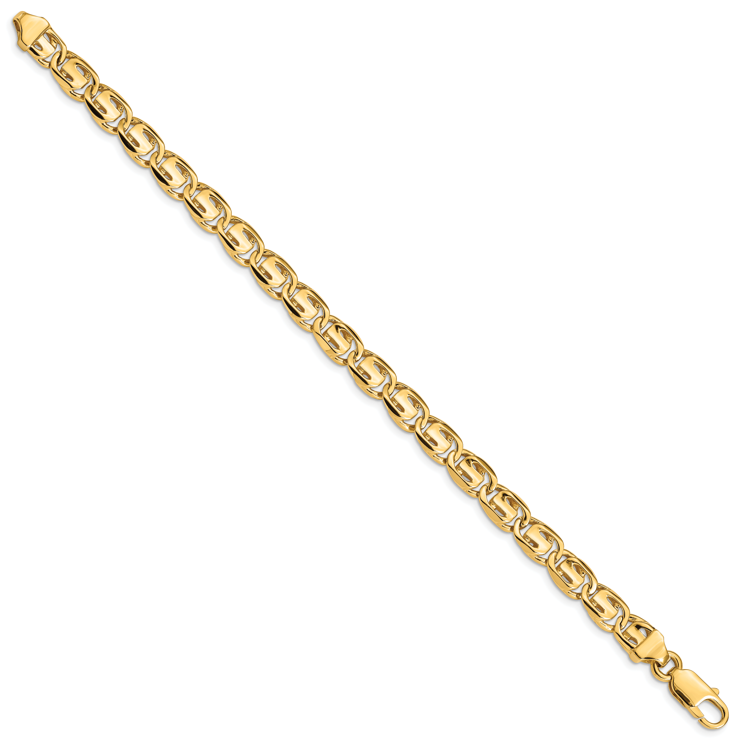 14K 8 inch 7.5mm Hand Polished Fancy Link with Lobster Clasp Bracelet Secondary image