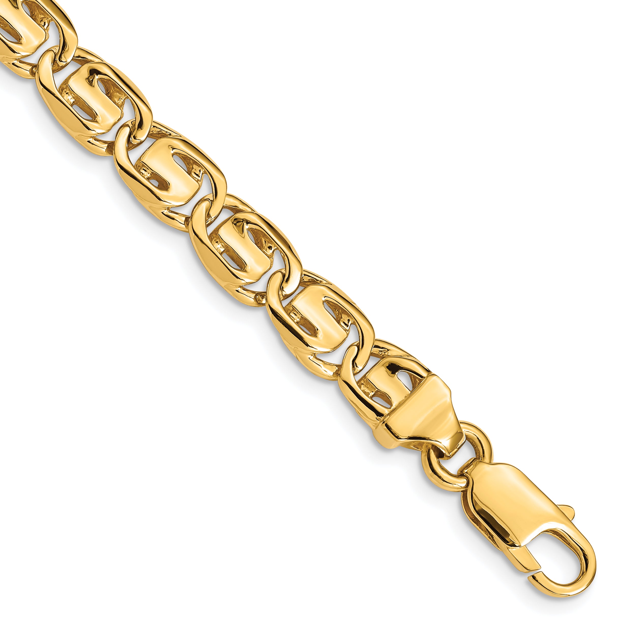14K 24 inch 7.5mm Hand Polished Fancy Link with Lobster Clasp Chain Main image