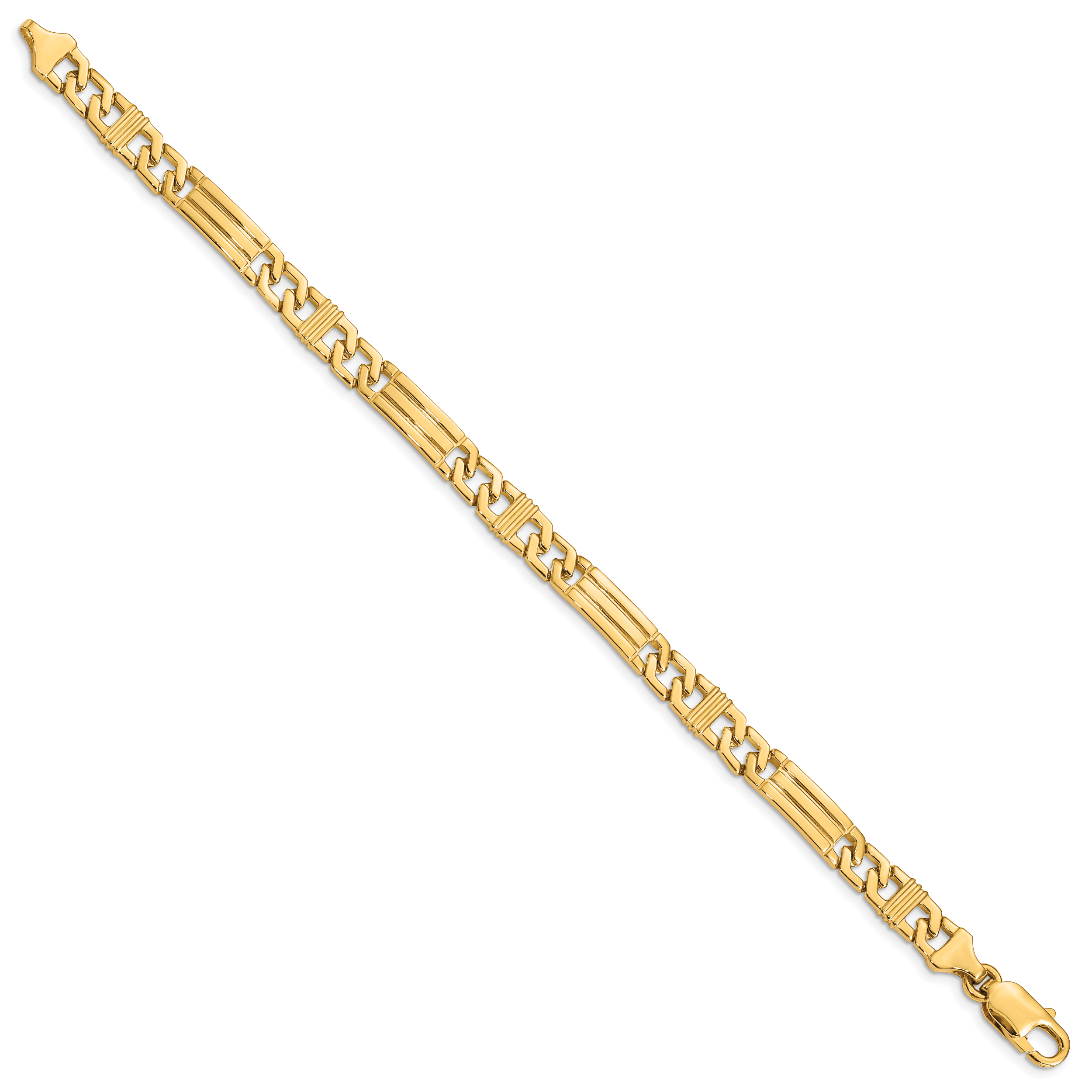 14K 8 inch 7mm Hand Polished Fancy Link with Lobster Clasp Bracelet Secondary image