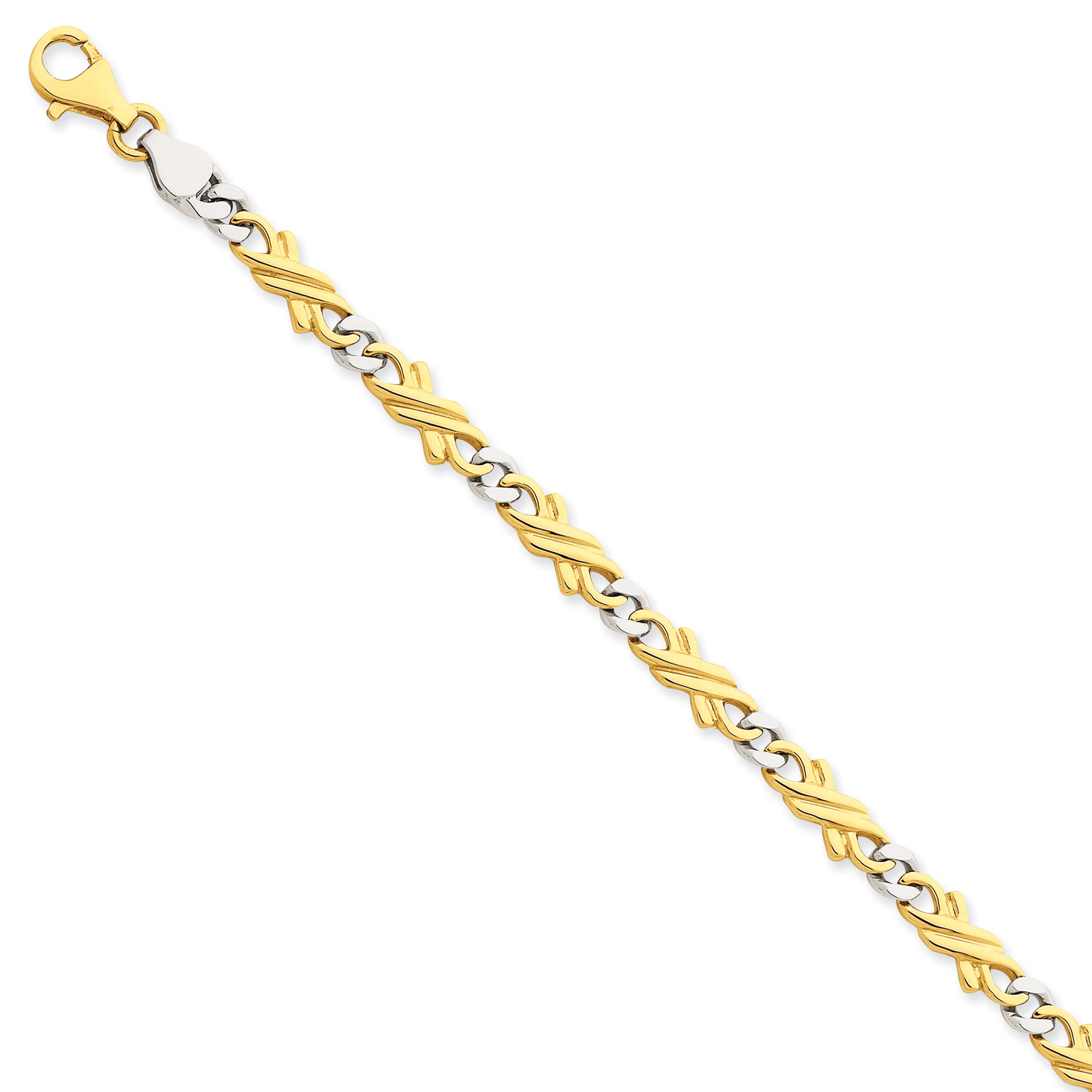 14k Two-tone 6mm Hand-polished Fancy Link Chain Main image