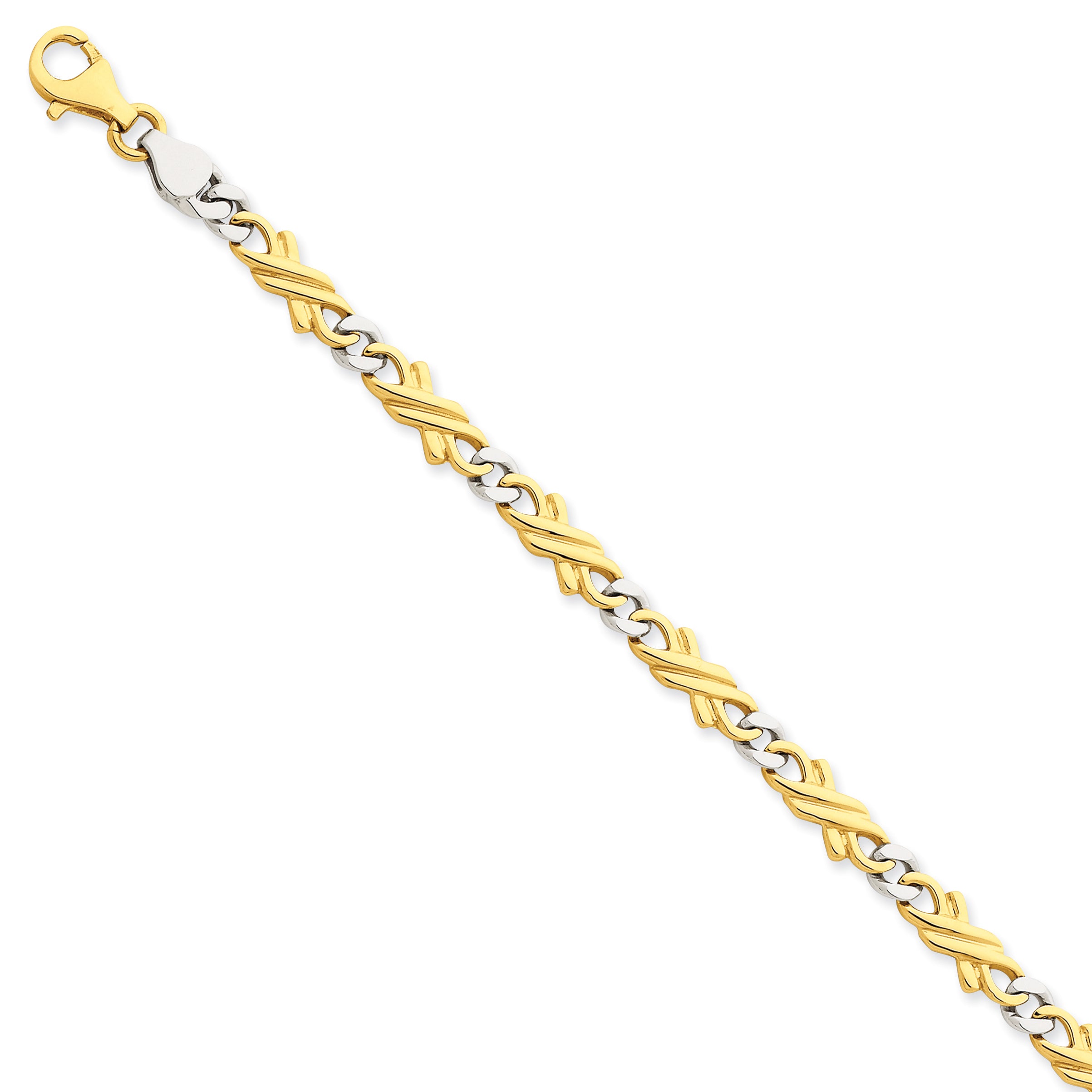 14k Two-tone 6mm Hand-polished Fancy Link Chain