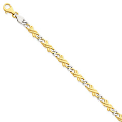 14k Two-tone 6mm Hand-polished Fancy Link Chain