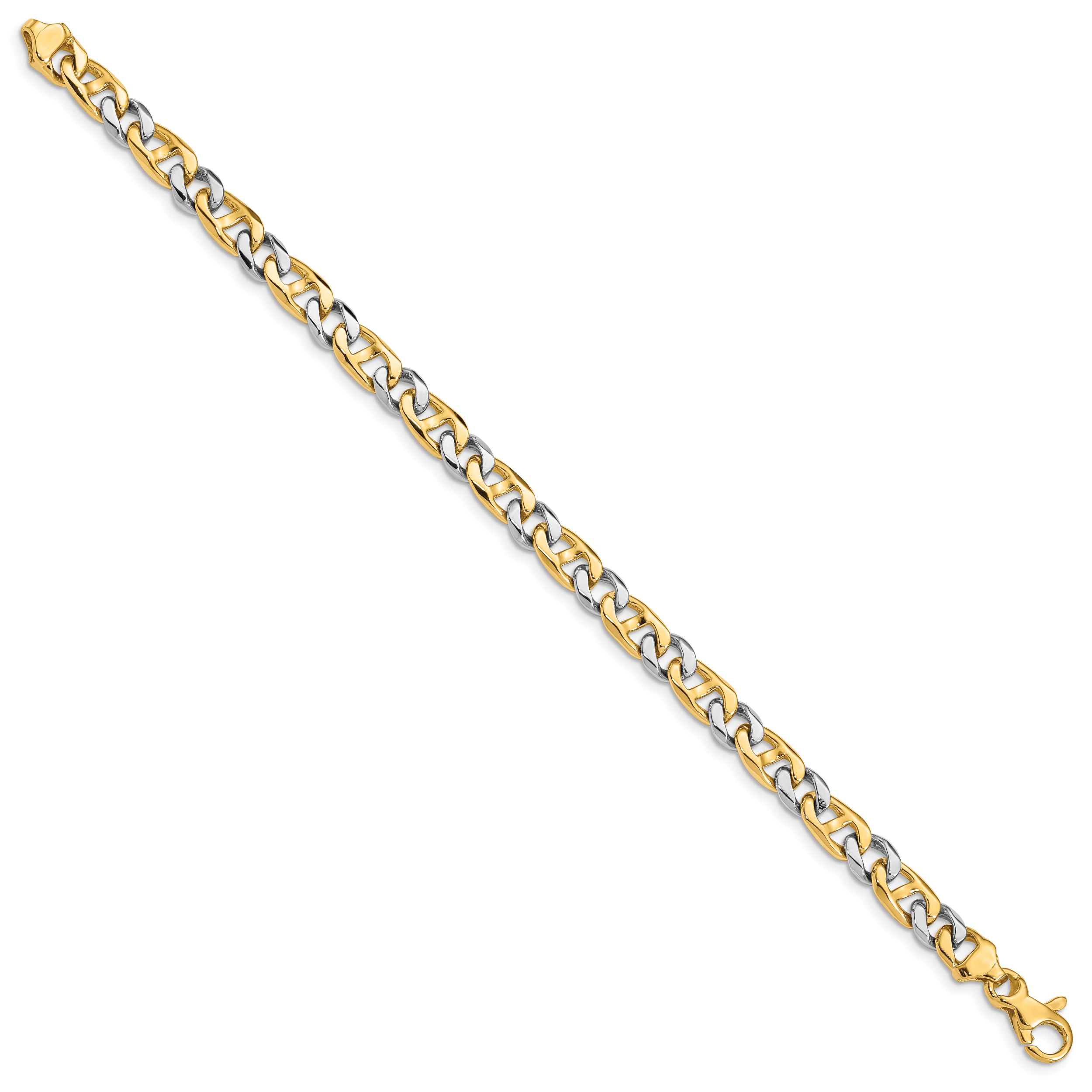 14K Two-tone 7 inch 5.6mm Hand Polished Fancy Link with Fancy Lobster Clasp Bracelet Secondary image