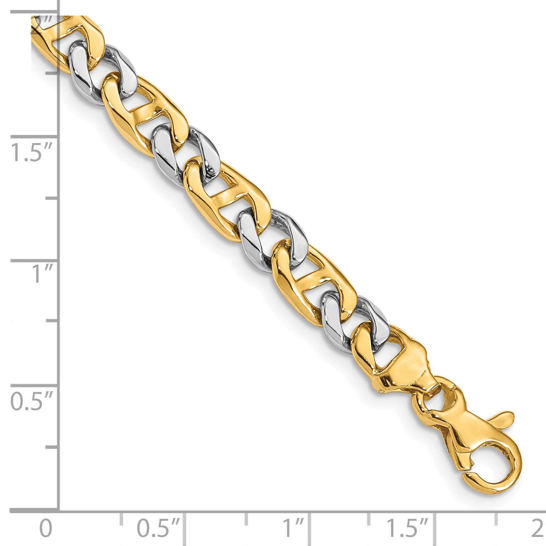 14K Two-tone 7 inch 5.6mm Hand Polished Fancy Link with Fancy Lobster Clasp Bracelet